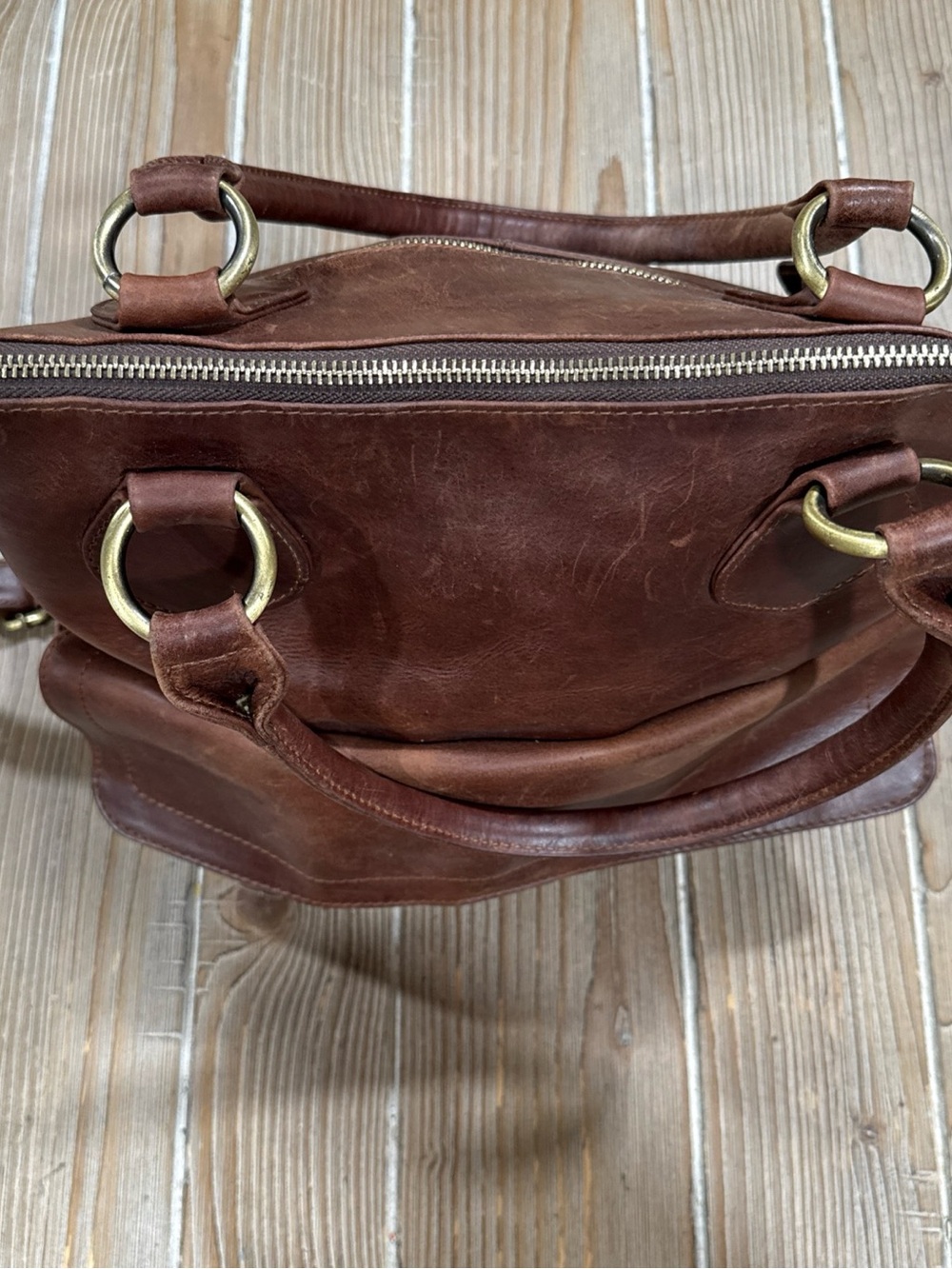 The Leather Store UK Hampton Distressed Brown Leather Tote Crossbody Bag Boho - Picture 8 of 16
